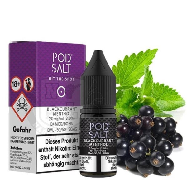 POD SALT Blackcurrant Menthol Nikotinsalz Liquid 10 ml - Nikotinmenge: 20mg