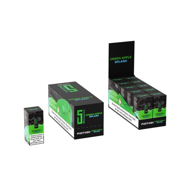 5 EL - Pod2Go Prefilled Pod  Green Apple Splash 0 mg/ml