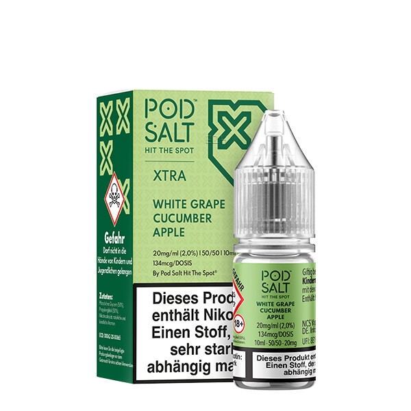 Pod Salt Xtra - 10ml Nikotinsalz Liquid White Grape Cucumber Apple 10mg