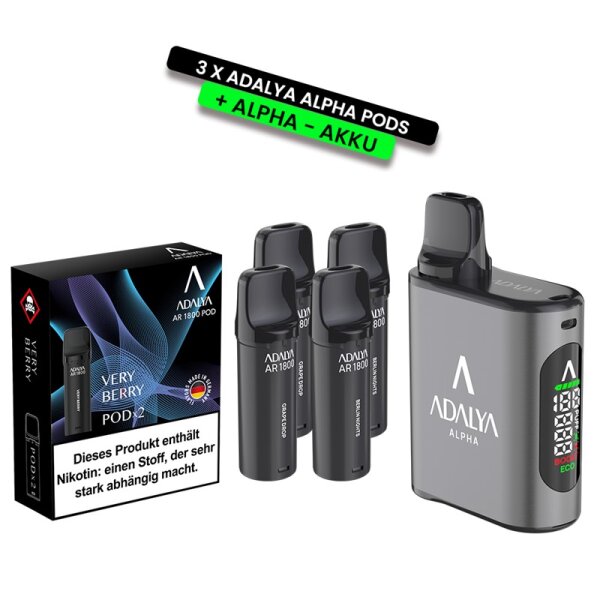 Adalya Alpha Bundle 3 x 2 Prefilled Pods + Basisgerät + Refill Pod