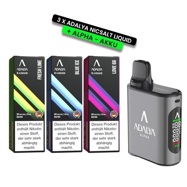 Adalya Liquid Bundle 3 x 10 ml + Alpha Basisgerät + Refill Pod